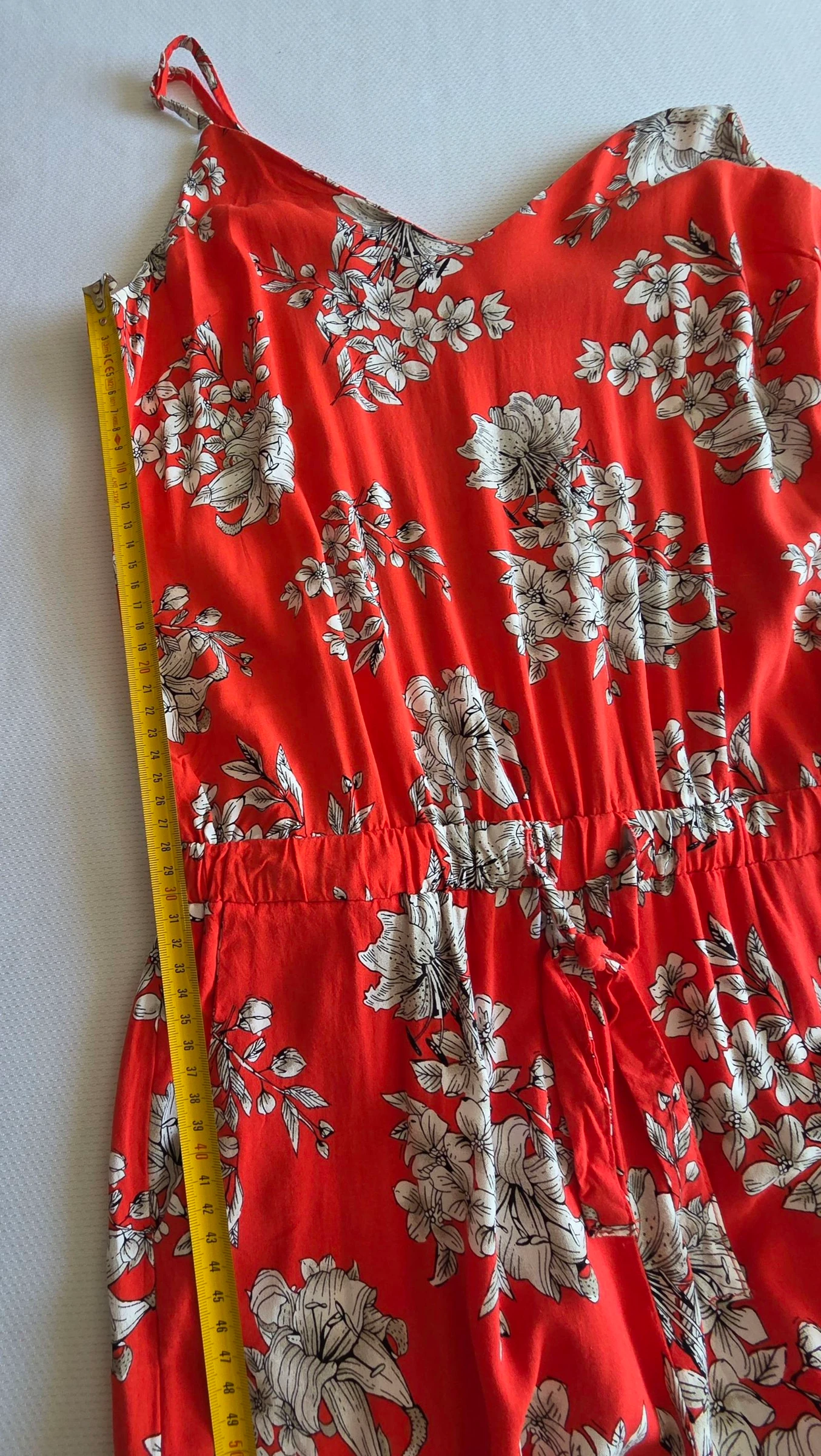 Combi-broek rood koraal met bloemenprint M 38 lichte combinatie bretels – photo 9